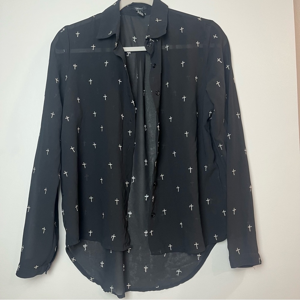 Forever 21 Black Sheer Blouse
